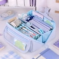 thumbnail image 5 of Multi Layer Pencil Case, Large Capacity Stationery Organizer Pencil Bag, Front Clear Window Pen Pouch, Multi Compartment Bag, Soft Fabric Multi Zipper Storage Bag for Daily Study 1Pcs, 5 of 6
