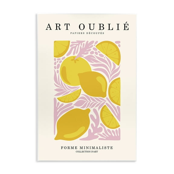 Stupell Industries Lemons on Pink Florals Food & Beverage Painting Unframed Art Print Wall Art, 10 x 15