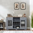 thumbnail image 3 of Modern Farmhouse Buffet Cabinet, Sideboard With 2 Drawers And Elegant Glass Door Cabinets, Wine And Glass Rack, Coffee Bar For Kitchen, Dining Room, Light Blue And Light Oak, 56.46"W*15.55"D*35.74"H, 3 of 9
