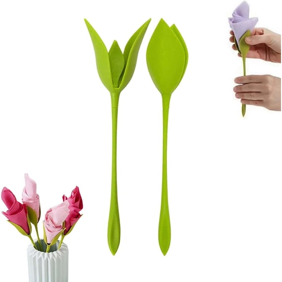 30 PACK Flower Stem Napkin Holder -Tulip Napkin Holder and Rose Stem Twist Set for Creative Table Centerpieces & Luncheons