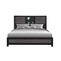 LISBON GREY/BLACK BOOKCASE KING BED