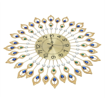 TFCFL 26inch Gold Peacock Wall Clock Modern Large Wall Clock 3D Clocks For Living Room Decor