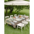 thumbnail image 3 of Outdoor Tablecloth with Umbrella Hole and Zipper, Farmhouse Botanical Rectangle Table Cloth 52x70 Inch Waterproof Tablecloth, Bottles Plans Country Brown Wooden Grain Picnic Table Cover for Patio, 3 of 7