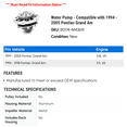 thumbnail image 2 of Water Pump - Compatible with 1994 - 2005 Pontiac Grand Am 1995 1996 1997 1998 1999 2000 2001 2002 2003 2004, 2 of 2