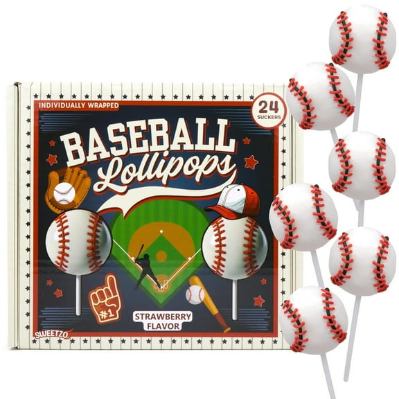 Baseball Lollipops, Birthday Party Candy, 24 Count Box, 10.16 Ounces