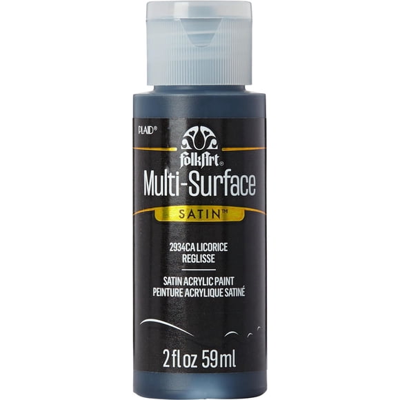 FolkArt Multi-Surface Satin Acrylic Paint, 2 fl. oz., Licorice