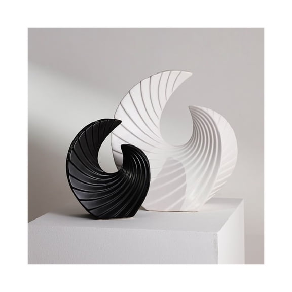 Modern Resin Sculptures Decorative Objects Home Decor for Living Room,Office Bookshelf,Desktop(Black White)