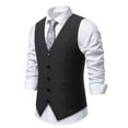 thumbnail image 4 of Dovford Mens Vintage Tweed Suit Vest V Neck Casual Wool Waistcoat for Wedding Groomsmen, 4 of 7