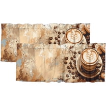 Coffee Theme Kitchen Valance Curtains Cafe Beans Cake Rod Pocket Valances for Bedroom Living Room Dining Room 54 by 18 in, 2 Panel