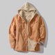 thumbnail image 2 of Abrigo con capucha a cuadros sueltos de color sólido de otoño e invierno para hombres Abrigo superior Pompotops oipoqjl36875, 2 of 6