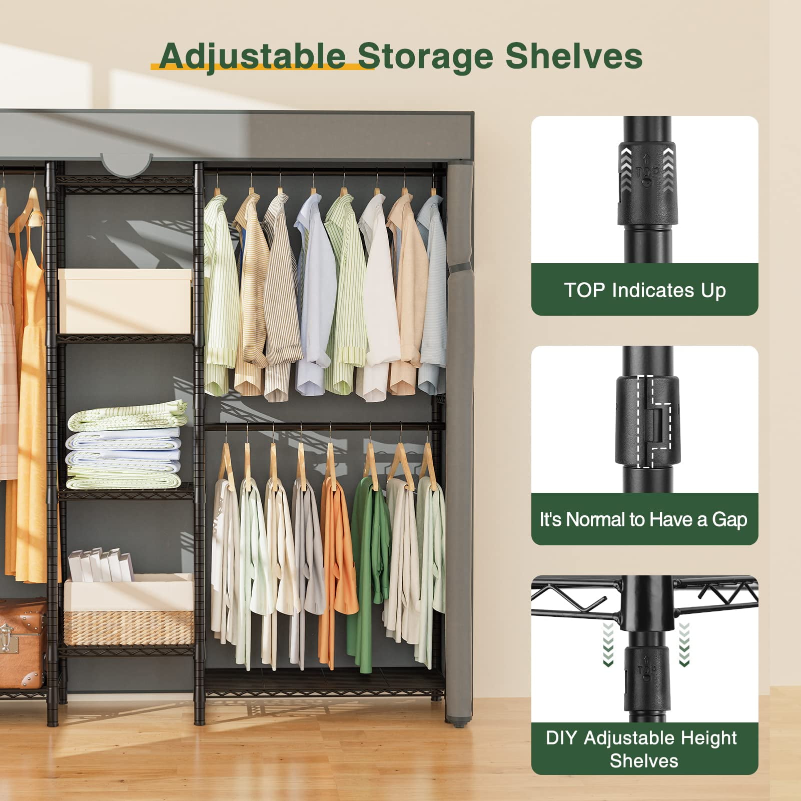 GCP Products Metal Wardrobe Closet Organizer Mens Womens Clothing