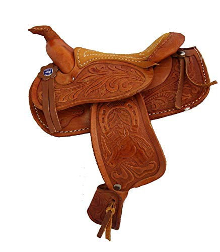 AJ Tack Wholesale Miniature Horse Saddle Genuine Tooled Leather 5 Seat Western Novelty