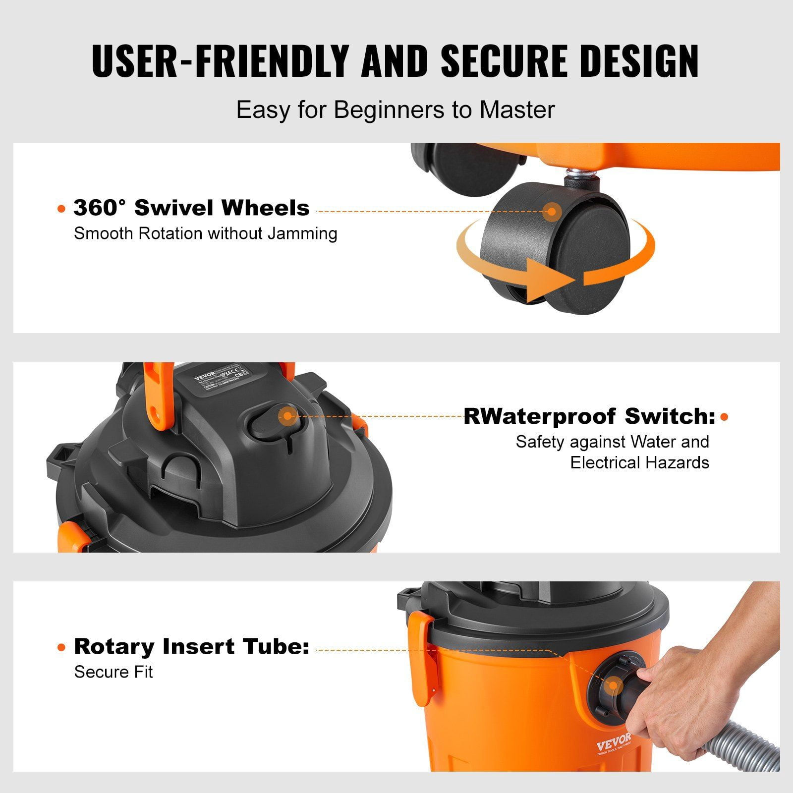 5 Gallon 6 Peak HP Wet Dry Shop Vacuum with Blower and Attachments Powerful Suction for Carpet Debris Pet Hair and Car Cleaning