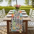 thumbnail image 4 of Table Runners 120 Inches Long Dress Scarves, Easter Gnomes Farmhouse Coffee/Dining/Kitchen Table Runner for Living Room, Spring Watercolor Bunny Tulip Black Plaid 13x120 Inch, 4 of 9