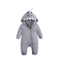 thumbnail image 4 of UJNDER Baby Romper Baby Boys Girls Shark Hooded Long Sleeve Solid Color Cartoon Cute Jumpsuit,Grey,0-3 Months, 4 of 4