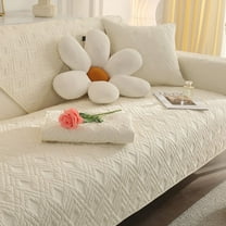 Zhuge Geometric Quilted Sofa Cover Cotton Sectional L Shape Couch Cover 1Pcs/Not All Set-35.4*47.2inch,White