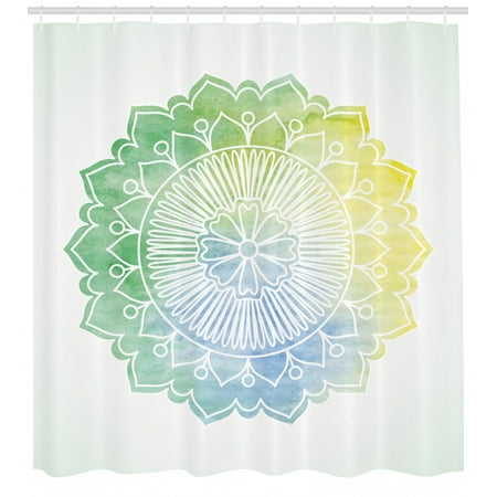 Lotus Shower Curtain Boho Ethnic Mandala In Soft Tones Watercolor