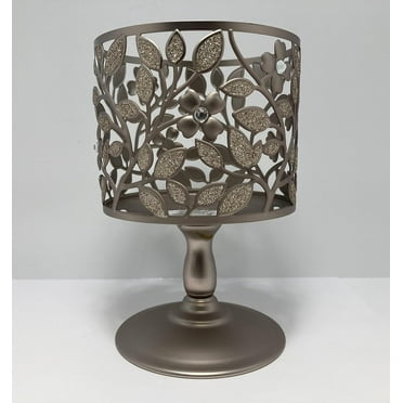 Bath & Body Works Dogwood 3 Wick Pillar Candle Metal Pedestal Sleeve Holder