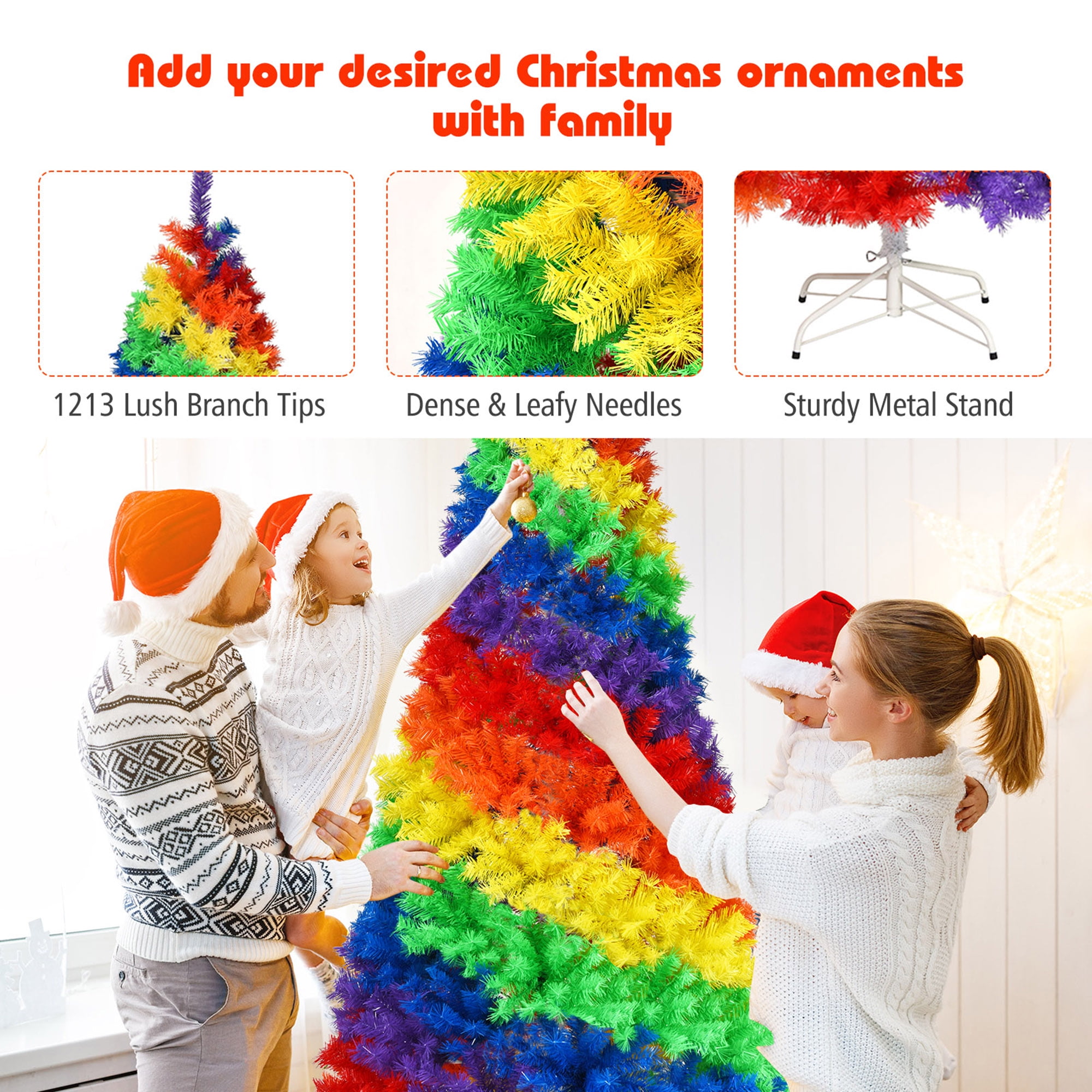 Colorful Rainbow Ornament String Lights Christmas Tree Design, made by  EndlessEmporium Hardcover Journal for Sale by EndlessEmporium