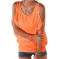 thumbnail image 1 of UKAP Women Short Sleeve Tee Blouse Top Holiday Party Batwing Sleeve Off-Shoulder T Shirts Loose Chic Top Orange XXL(US 14-16), 1 of 2
