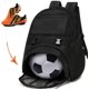 thumbnail image 1 of Bolsas de fútbol para jóvenes - Mochilas deportivas para fútbol, baloncesto, fútbol con soporte para pelotas para niños y niñas - Negro Xemadio CZYD-XM31, 1 of 7
