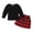 Black, variant on Kids Girls Fall Outfits 6M 12M 1Y 2Y 3Y 4Y 5Y Solid Color Long Sleeve Rib Knit Tops Plaid Mini Skirts 2Pcs Christmas Clothes Sets