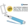 Cellet Self-Portrait Handheld Bluetooth Selfie Stick for Smartphones, Light Blue