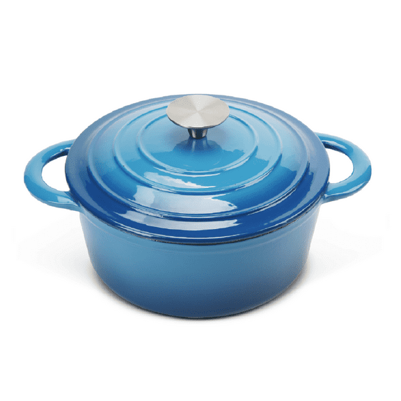 Dutch Oven, 3 QT Enameled Cast Iron Pot with Lid & Dual Handles - Blue Dutch Oven for Braising, Cooking, Stewing, Gifts for Home Chefs