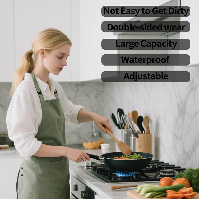 LOVEVER Apron with Front And Back Tool Pockets Adjustable Reversible Suitable for Craft Enthusiasts Outdoor Barbershop Coffee Shop Barbecue Restaurant Catering Workwear Apron Home