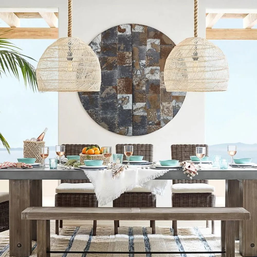 Arturesthome Hemp Rope Pendant Hand-woven Rattan Chandelier Natural Rattan Single Pendant