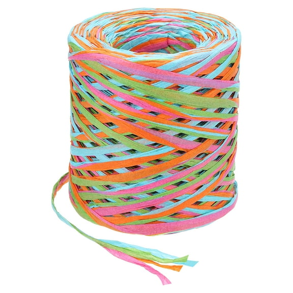 Uxcell Raffia Paper Craft Ribbon 120m/394ft Raffia Ribbon 4Ply Raffia String Kraft Packing for Gift Wrapping, Crafting Supplies (Green/Orange/Pink/Blue)