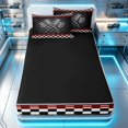 thumbnail image 4 of Erosebridal Checkered Flag Zipper Twin Comforter Sets with Fitted Sheet and 2 Pillowcases, Racing Zipper Bedding Set, Crossed Flags Red, Black Reversible, 4 of 7