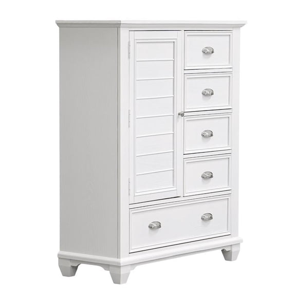 New Classic Furniture Jamestown Solid Wood 5-Drawer Door Chest in White