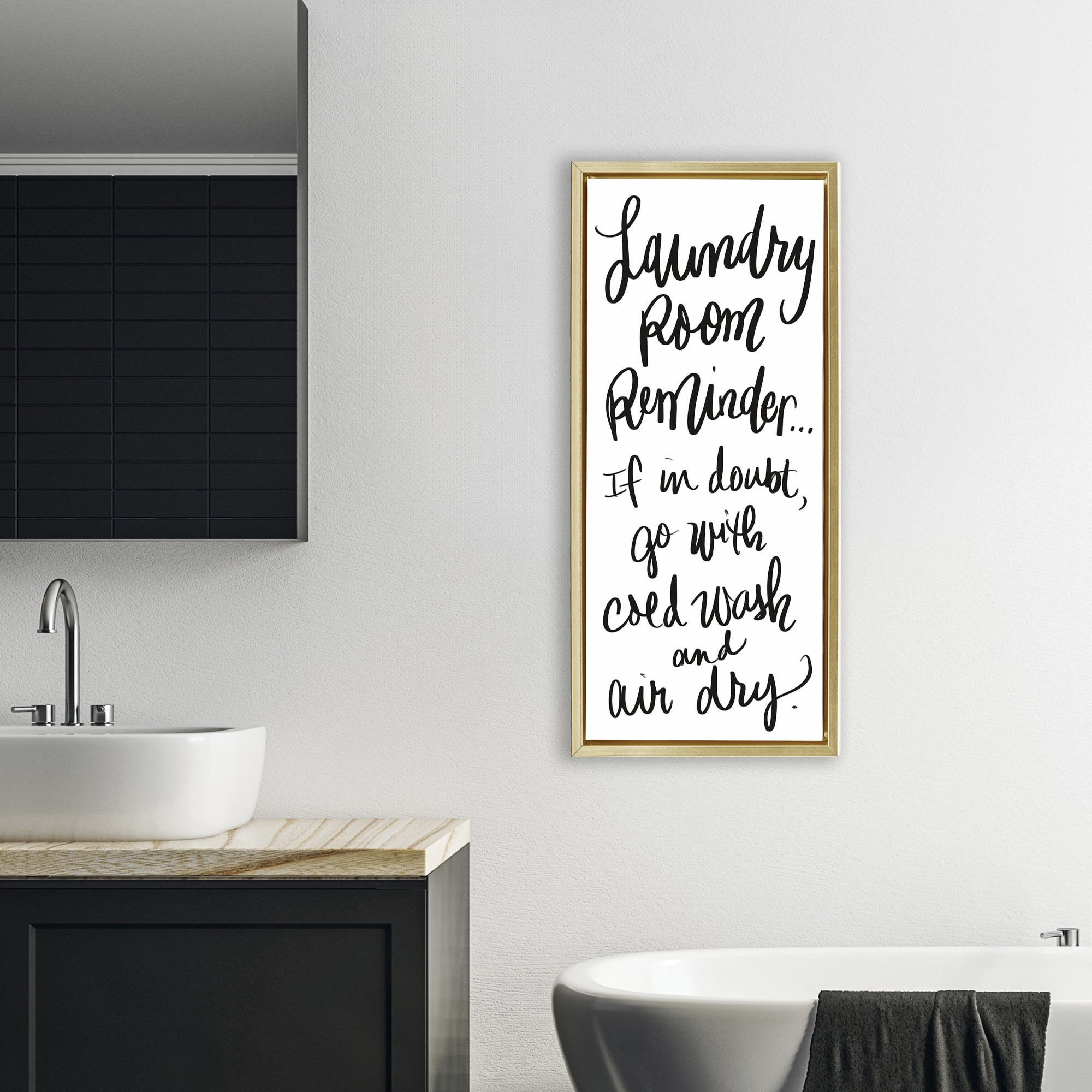 Stupell Industries If In Doubt Laundry Tip Gold Framed Floater Canvas Wall Art, design by SD Graphics Studio