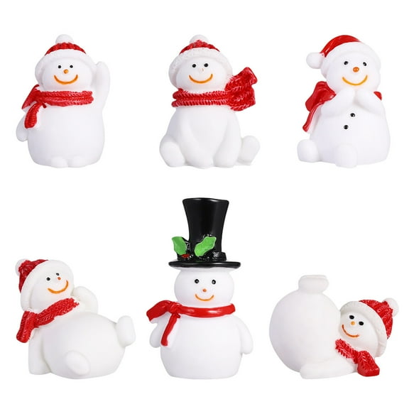 Gregiular 13Pcs Mini Snowman Figurines Xmas Ornaments Resin Crafts