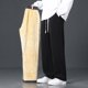 thumbnail image 1 of Pantalones largos para hombre, de color liso, de lana de celdas en barbecho, con bolsillos y cordón, pantalones de polar, pantalones de pana., 1 of 5