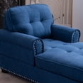 thumbnail image 2 of Alexent Calma Modern Linen Fabric Indoor Chaise Lounge in Blue, 2 of 7
