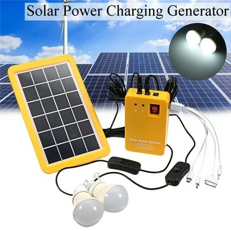 Solar Panel Lighting Kit Solar Home Dc System Kit Solar Generator Solar Charger With 2 Led Light Bulb As Emergency Light Usb Charging Cable With 4