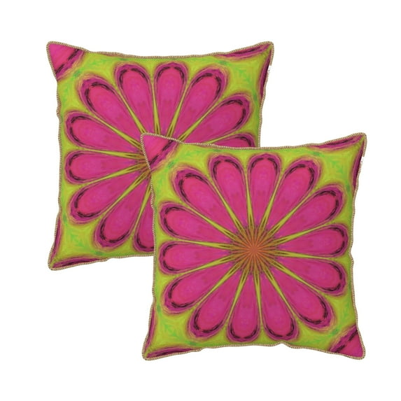 Velvet Decorative Throw Pillow Covers Set of 2, Soft Square Cushion Cover with Invisible Zipper Tie Dye Floral Art Design Printing, 20"x20"