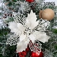 thumbnail image 2 of 10Pcs Christmas Glitter Artificial Poinsettia Flowers Xmas Poinsettia Artificial Wedding Flowers Decorations Xmas Tree Ornaments for Party Favors, 4.4inch, 2 of 9