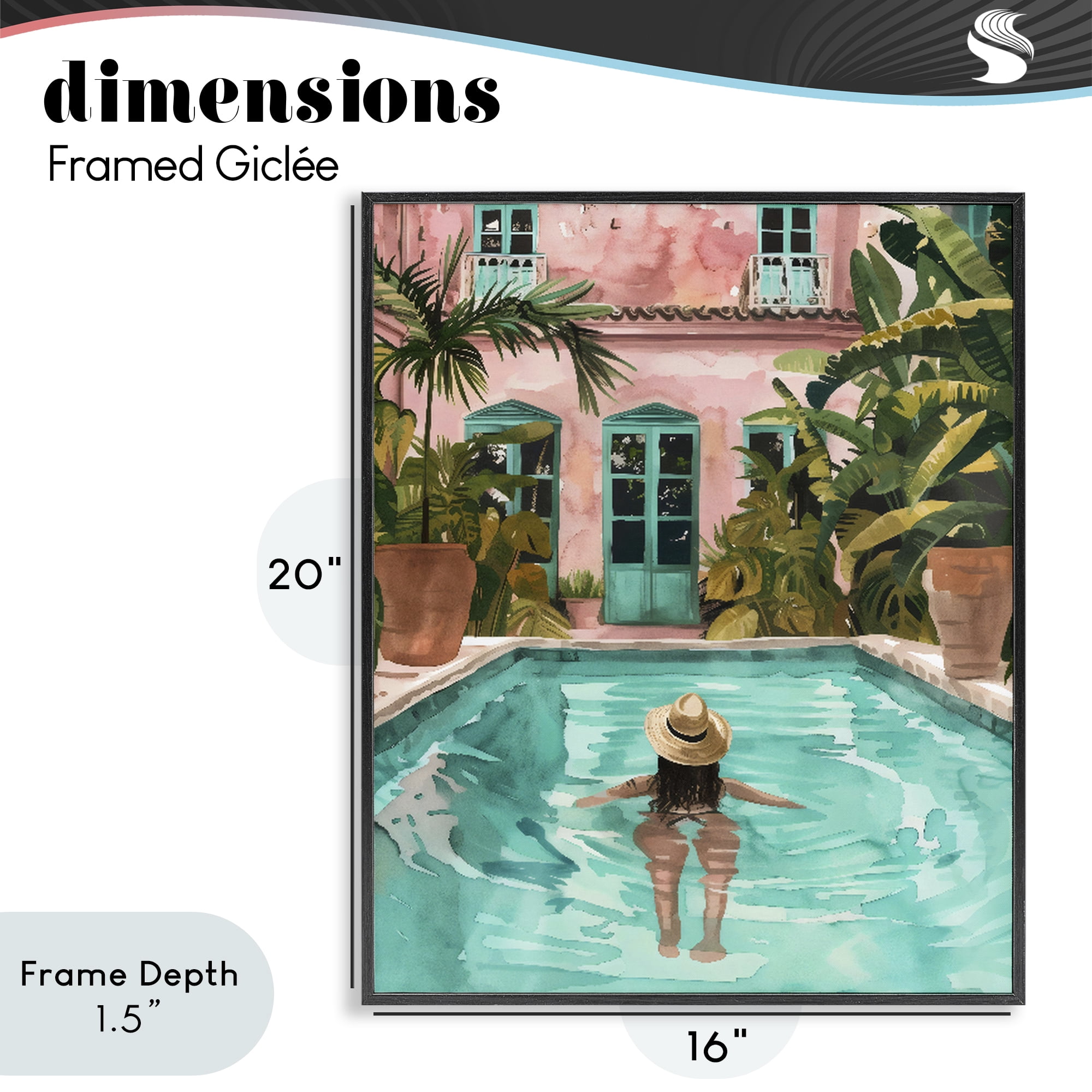 Stupell Industries Girl Swimming In Pool Black Framed Giclee Art, design by The Prints Vibe