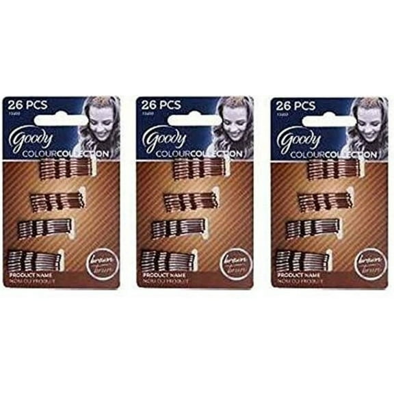 Goody Colour Collection Mini Bobby Pins Metallic - Color: Brunette - 3 Packs of 26 Count = 78