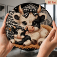 thumbnail image 6 of Farmhouse Plaid Bow Mama & Baby Cartoon Highland Cow Decor, 8" Round Aluminum Wall Art Sign, Metal Signs, Wall Decor For Farmhouse, Door, Farm, Coffee, Bedroom Decor, Best Gifts For Room, Home, Decor, 6 of 6