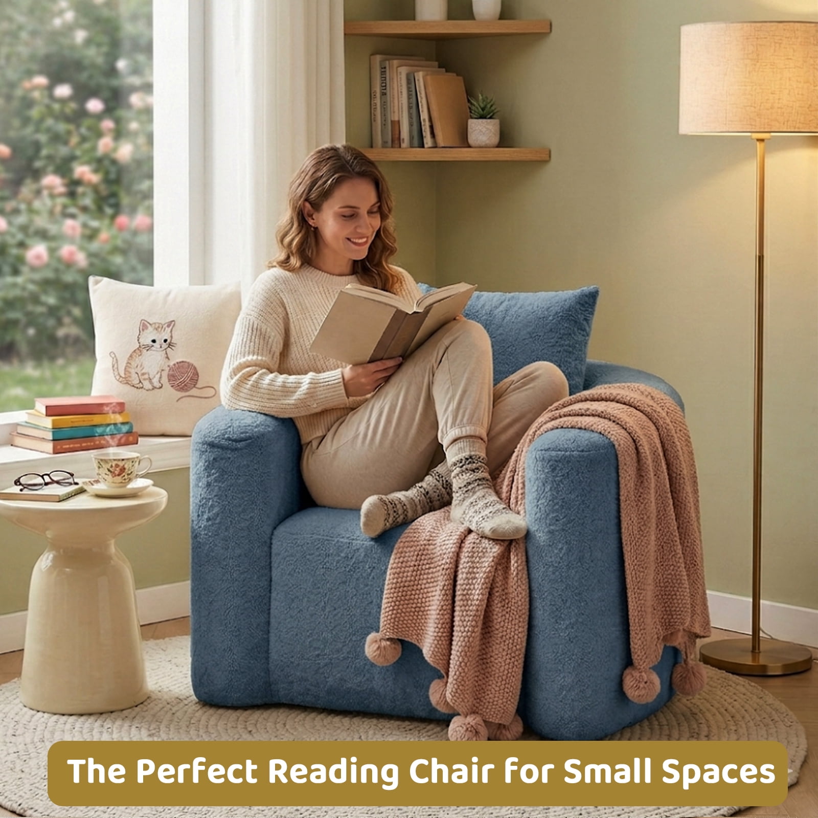 42"W Accent Chair No Assembly Reading Chair for Bedroom,Livingroom
