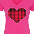 thumbnail image 4 of Inktastic Red Plaid Heart Women's V-Neck T-Shirt, 4 of 5