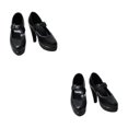 thumbnail image 1 of Dalazy Chaussures de Poupée Talons Hauts Élégants Accessoires pour Poupée 1/6 Fille Noir 2Set, 1 of 6