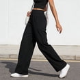 thumbnail image 5 of Dolkfu Straight-Leg Women'S Pants Minimalist Regular Black High-Waist Joggers Pants Solid Elastic Waist Modern Outdoor Pants Black,L, 5 of 6
