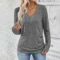 thumbnail image 3 of Fancifize Womens V Neck Shirt Pleated Long Sleeve Tunic Pullover Top Business Casual Work Blouses Fall Fashion Oufits with Buttons, 3 of 5