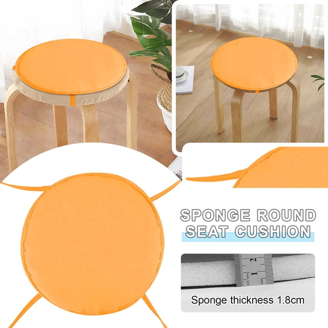 Coussin Rond pour Chaises d'Extérieur – Coussin de Siège Rond de Jardin avec Quatre Attaches pour Tabouret de Salle à Manger de Patio et Plus