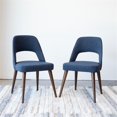 thumbnail image 2 of Pemberly Row 34.5"H Mid-Century Fabric Dining Chair in Blue (Set of 2), 2 of 10